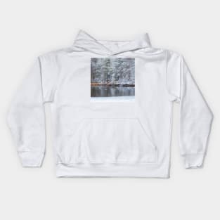 Snowing at the lake Kids Hoodie